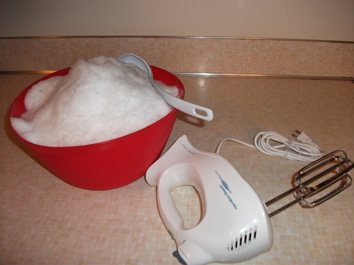 Bowl of snow ready to be mixed into snow ice cream