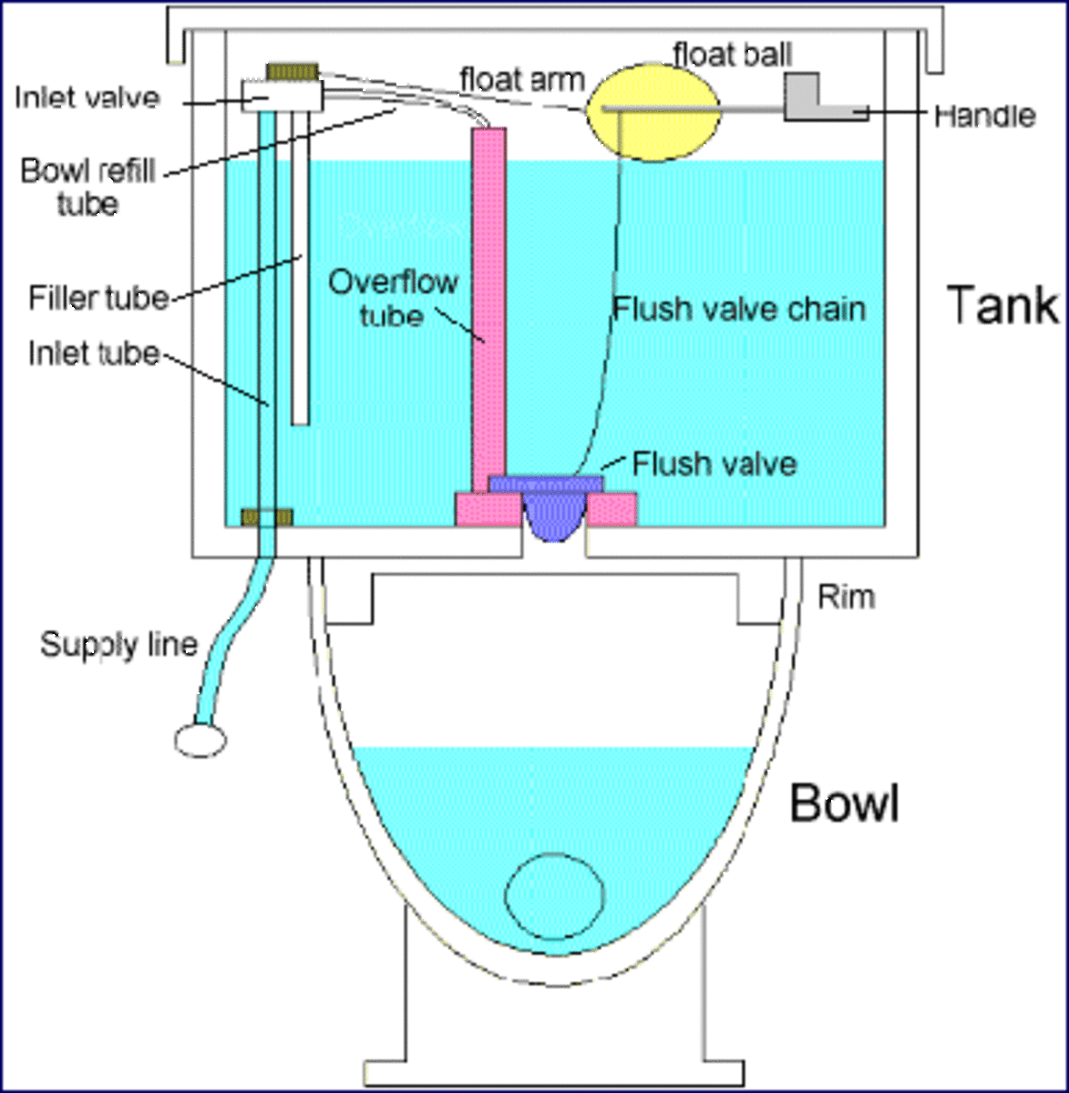 Diagram of basic toilet components
