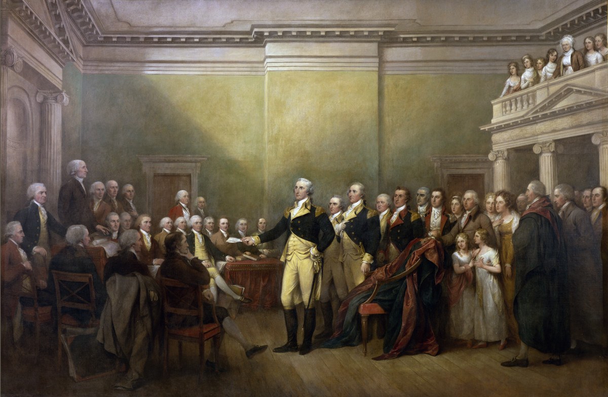 General George Washington reigning his commission