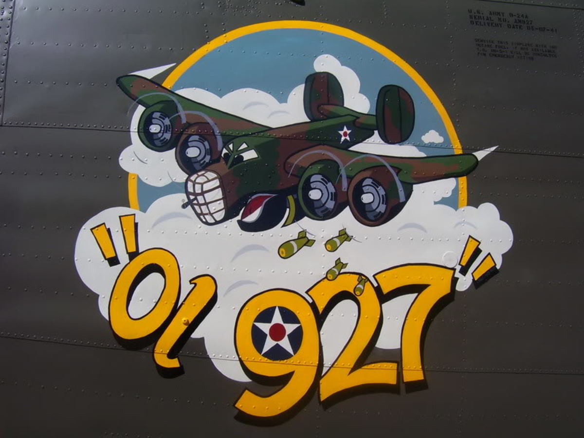Nose Art for "'Ol 927".   Part of her long and interesting History...she was called by the last of her serial numbers: 927.