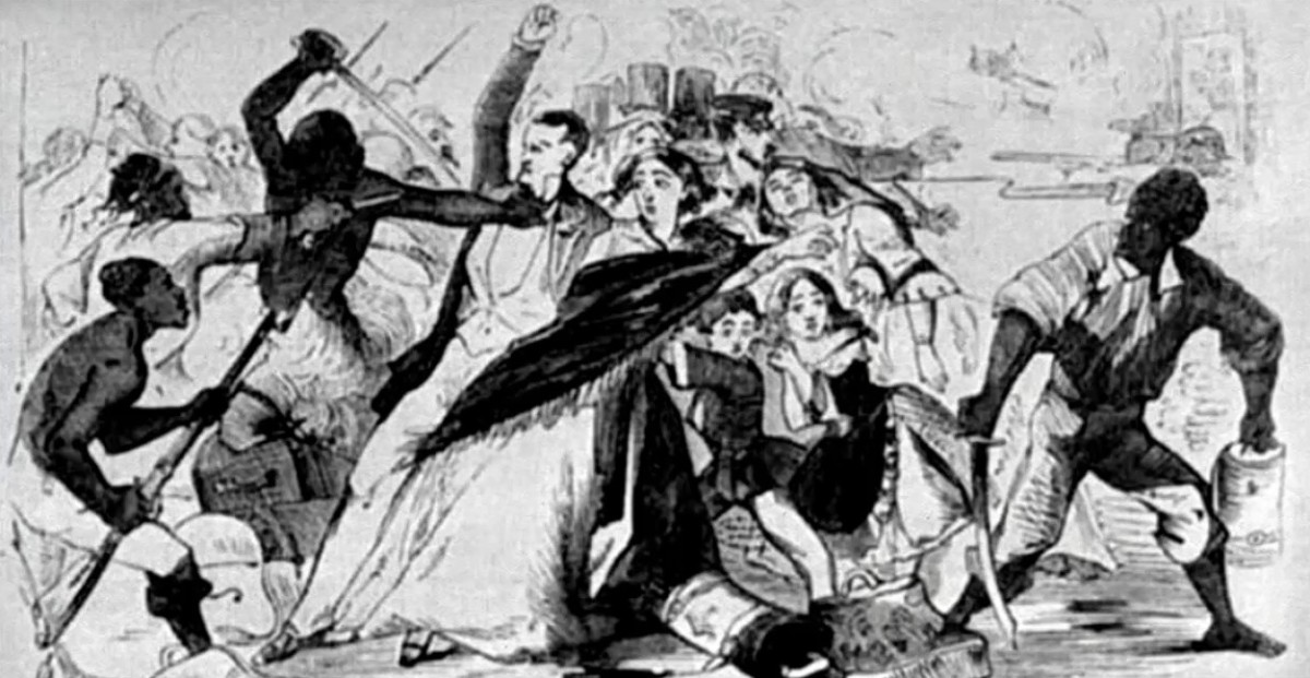 A U.S. newspaper depiction of the Watermelon Riot.
