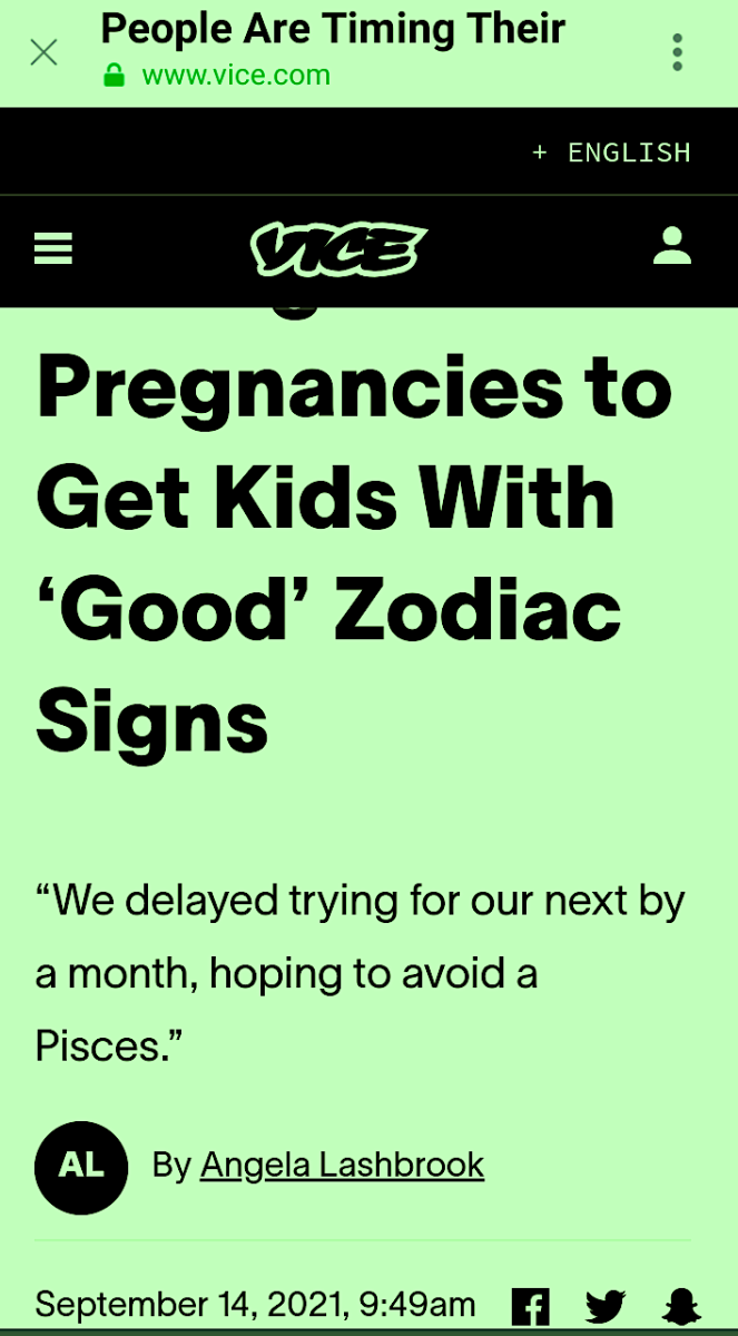 Article about parents timing conception to avoid Pisces or Virgo babies—yes, really!