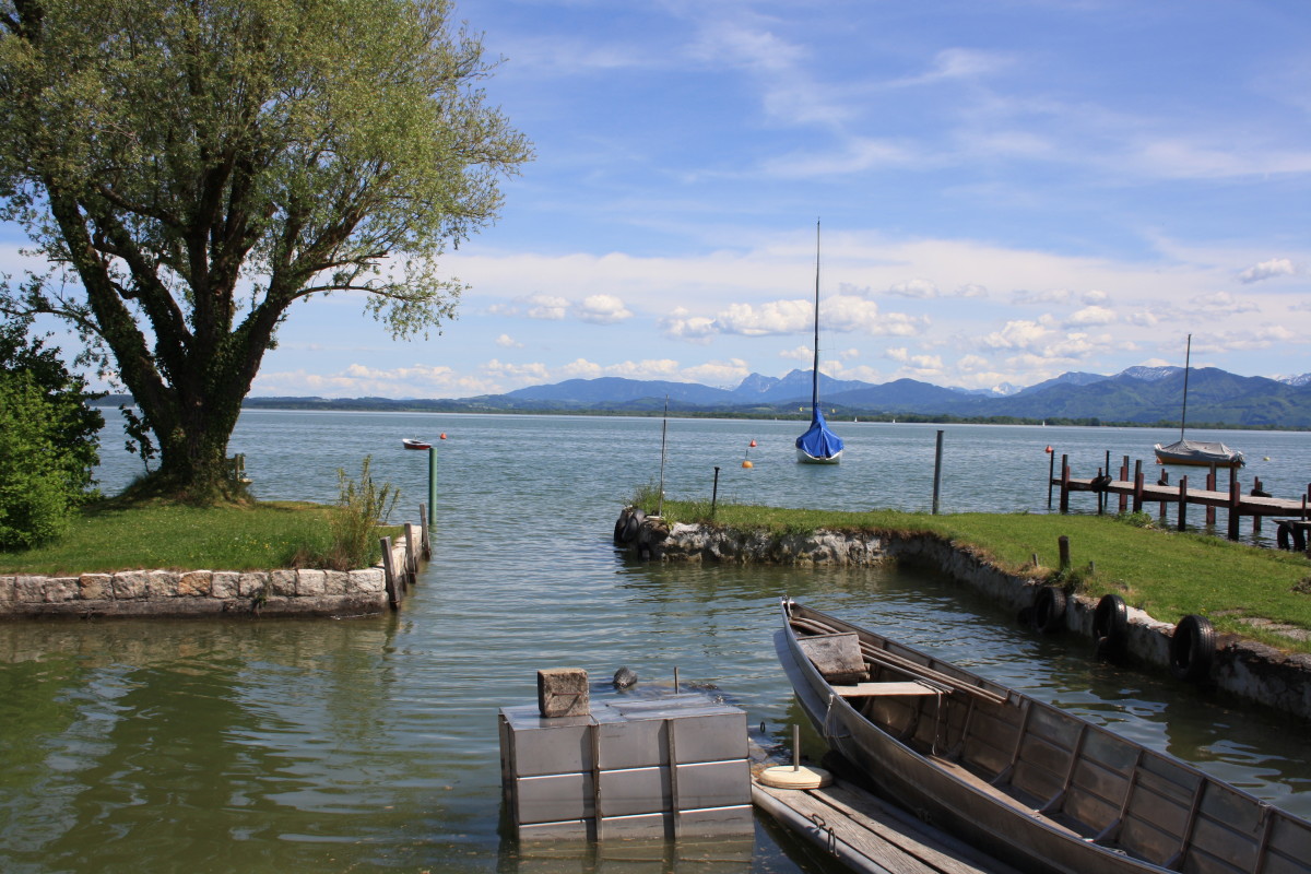 View of Chiemsee from Fraueninsel. It´s in front of the restaurant where we took our bavarian lunch with a glass of fresh bavarian beer.