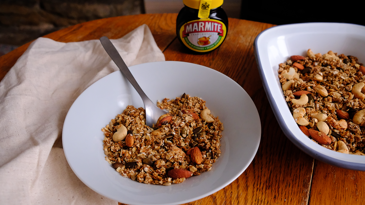 Vegan Marmite baked oats granola
