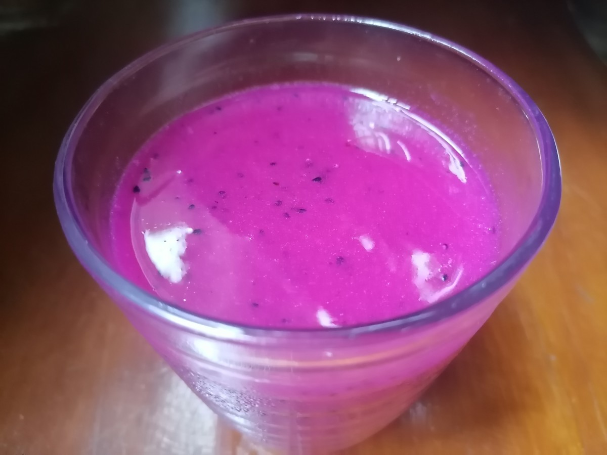 The dragon fruit makes this smoothie a beautiful purple color
