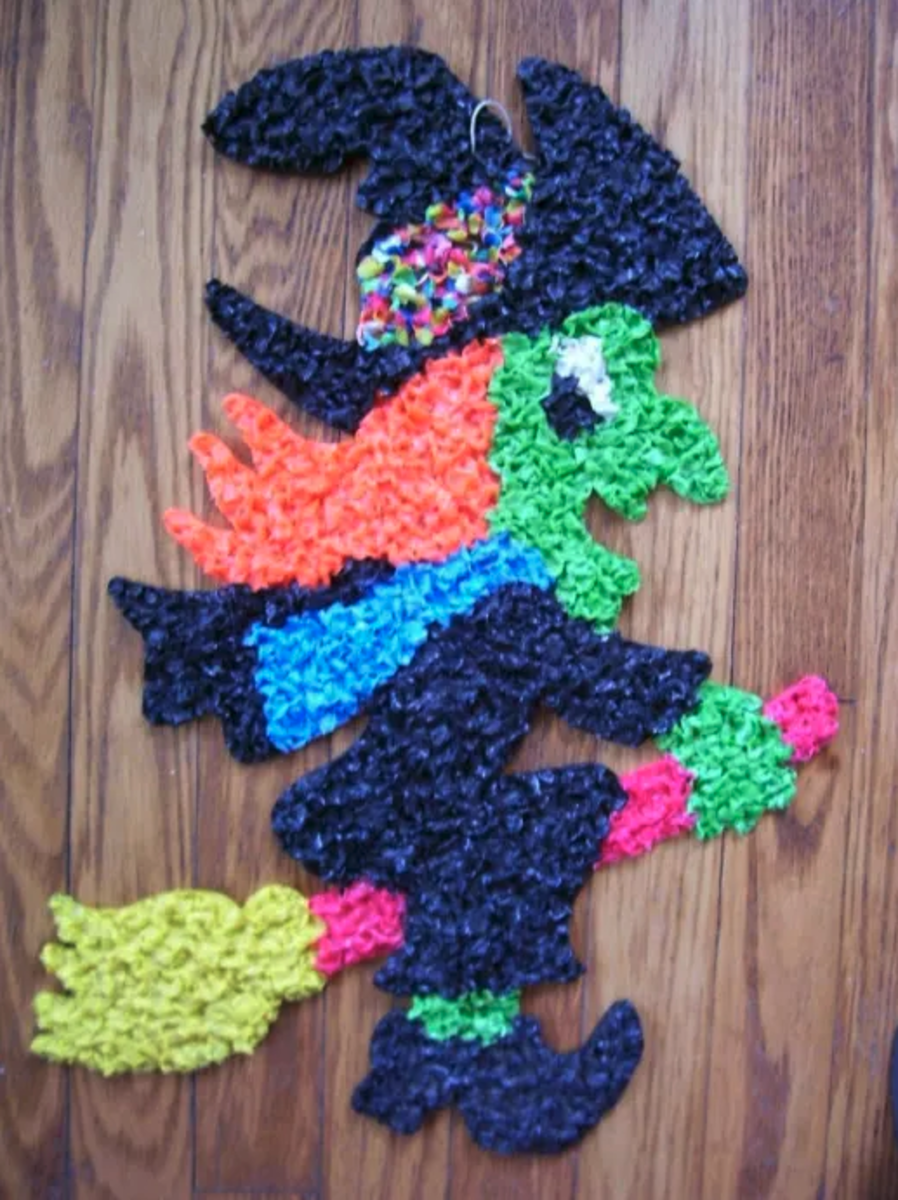 A melted popcorn witch decoration for Halloween!