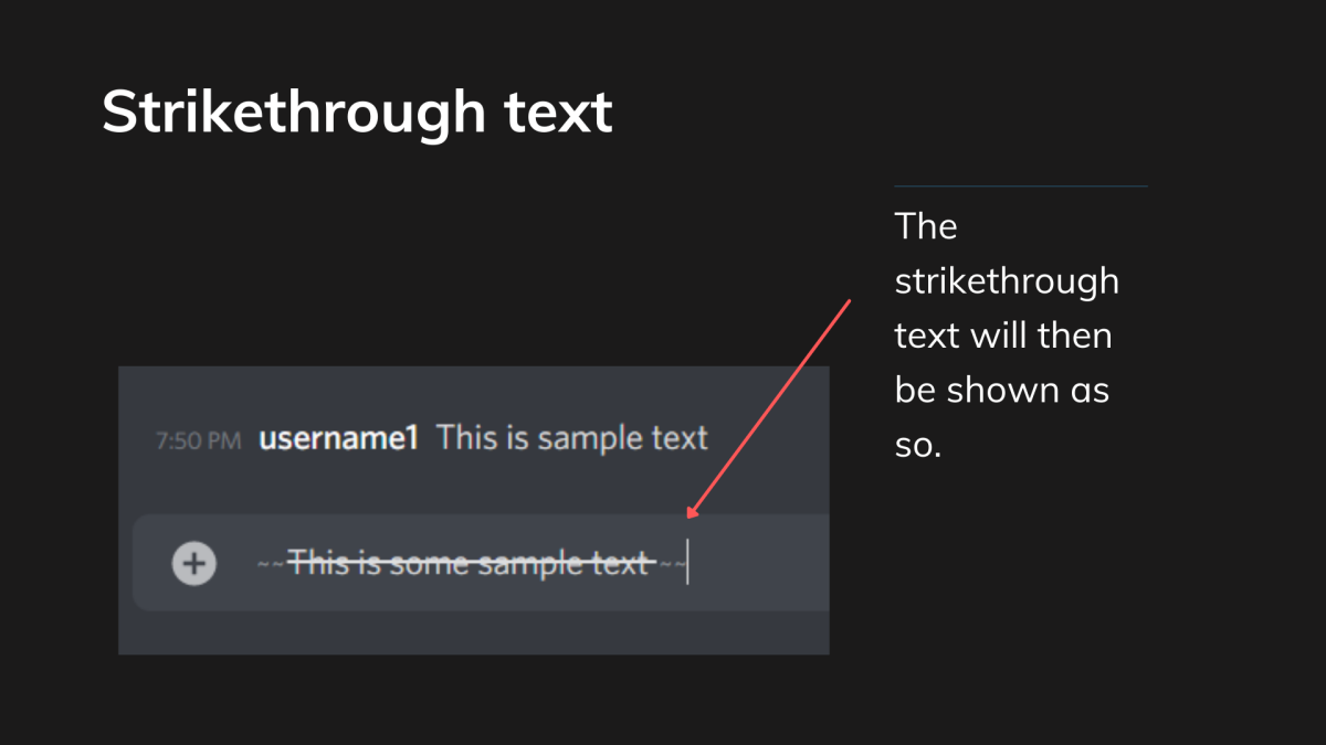 Once you've clicked on the strikethrough button, you'll see a preview of the crossed out text in the message box.