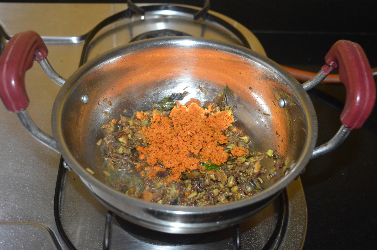 Step five: Add the ground spice mixture and mix.