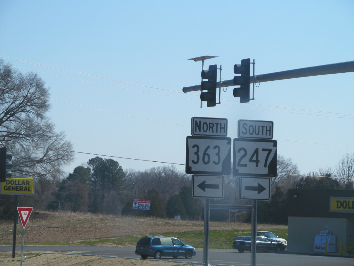 Traveling E on Hwy 64, you cross 363 North, and 247 South