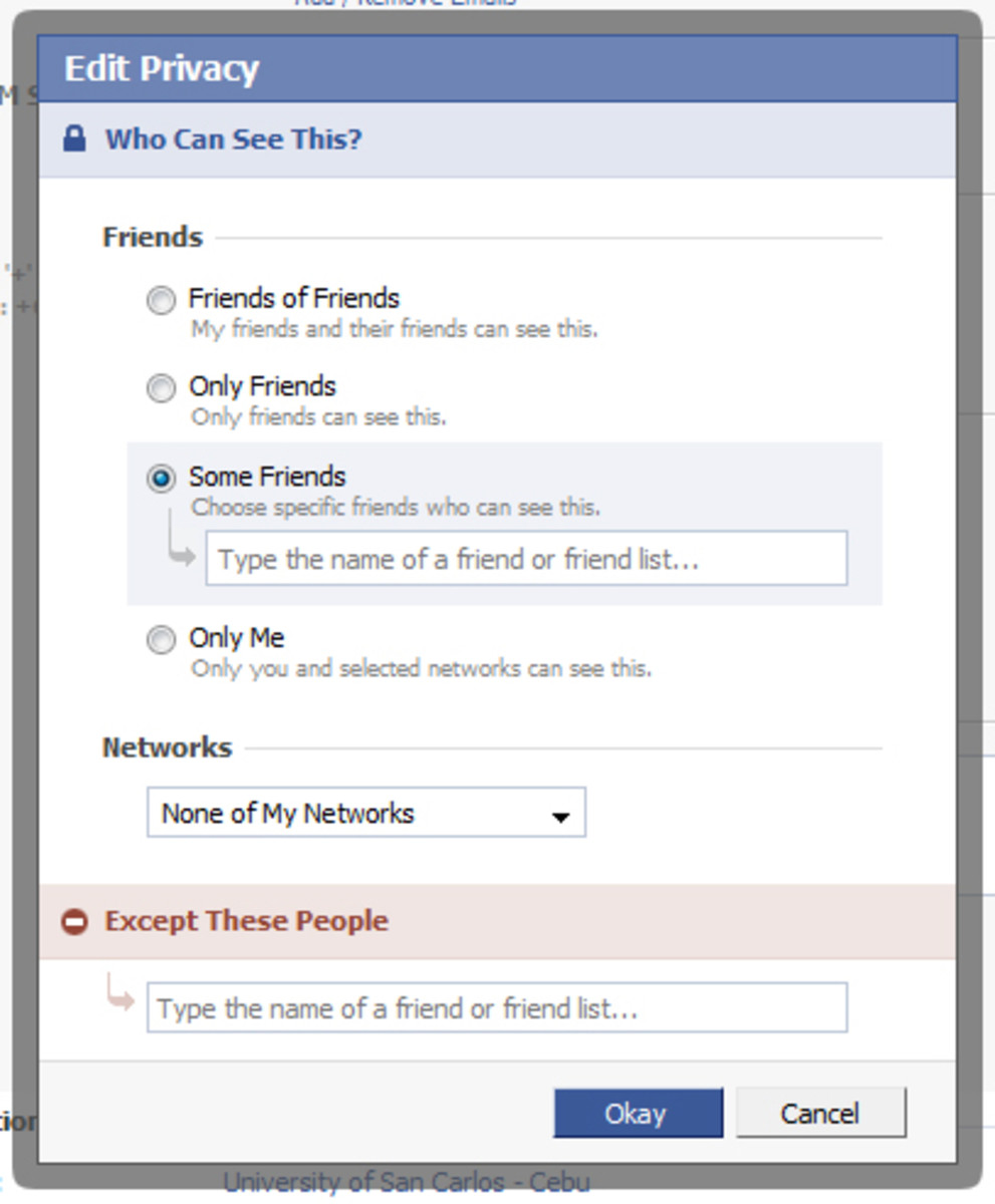 Customizing Facebook contact information privacy settings