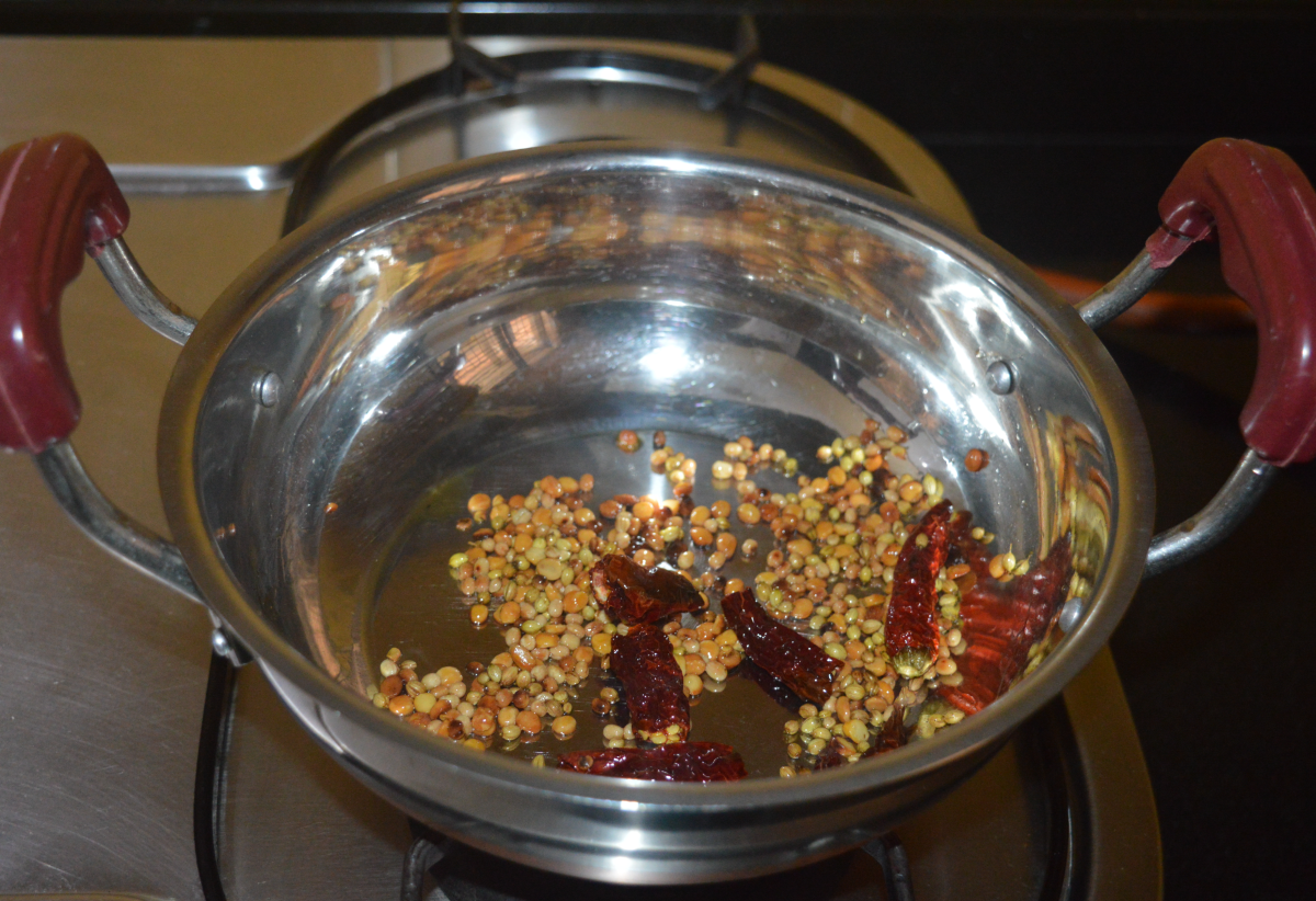 Saute on low heat until the lentils become golden brown.