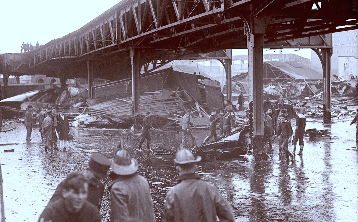 Millions of gallons of sticky molasses flood the streets of Boston on January 15, 1919.