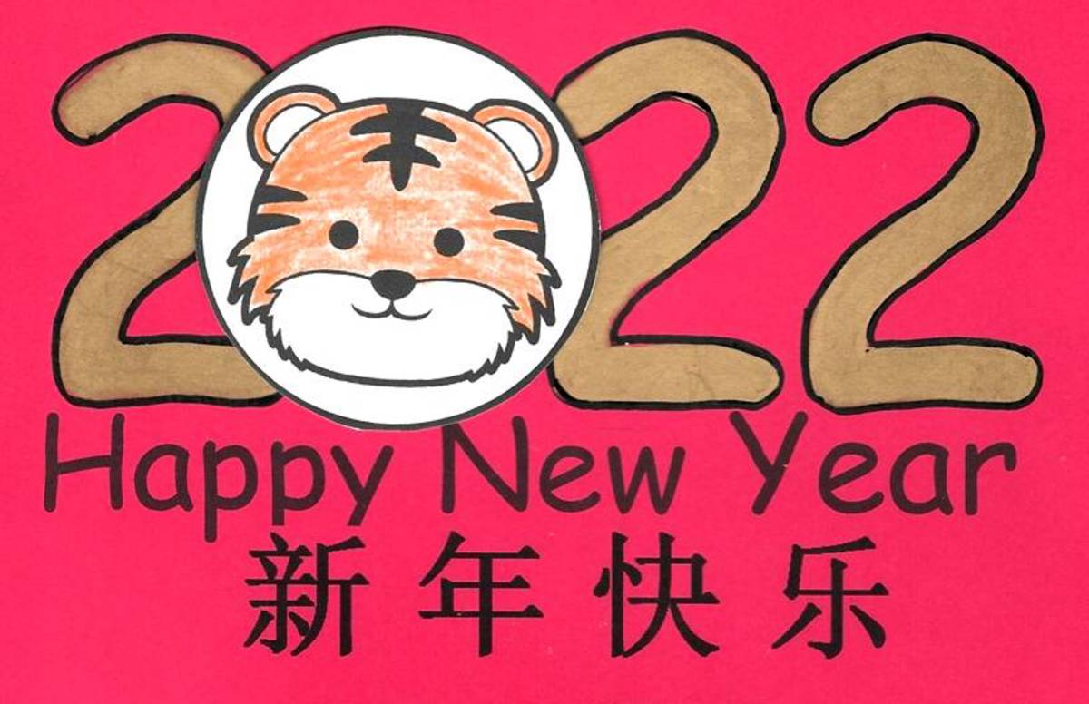 Sample wide Year of the Tiger Cards: You can print out the tiger template you see by searching the internet for "Adele Jeunette," "Year of Tiger" and looking for my article with templates for bookmarks and envelopes.
