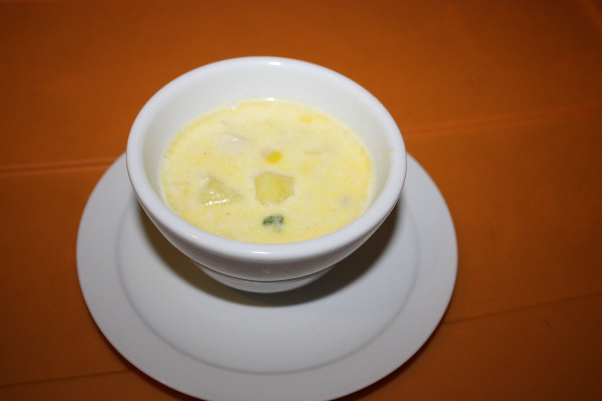 Chicken corn chowder soup as served in Disneyland and California Adventure