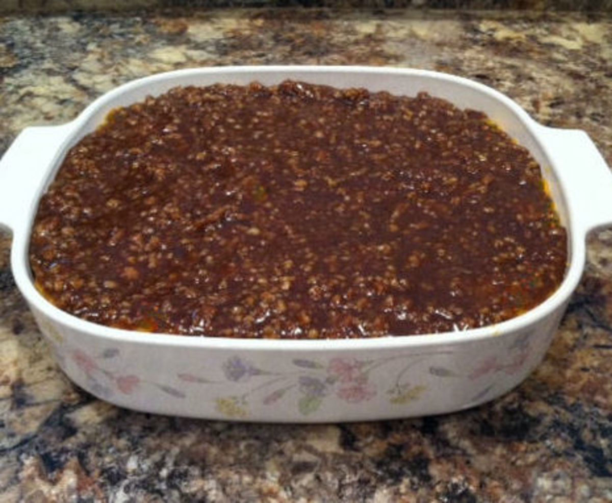 Sweet potato casserole baked and ready to serve