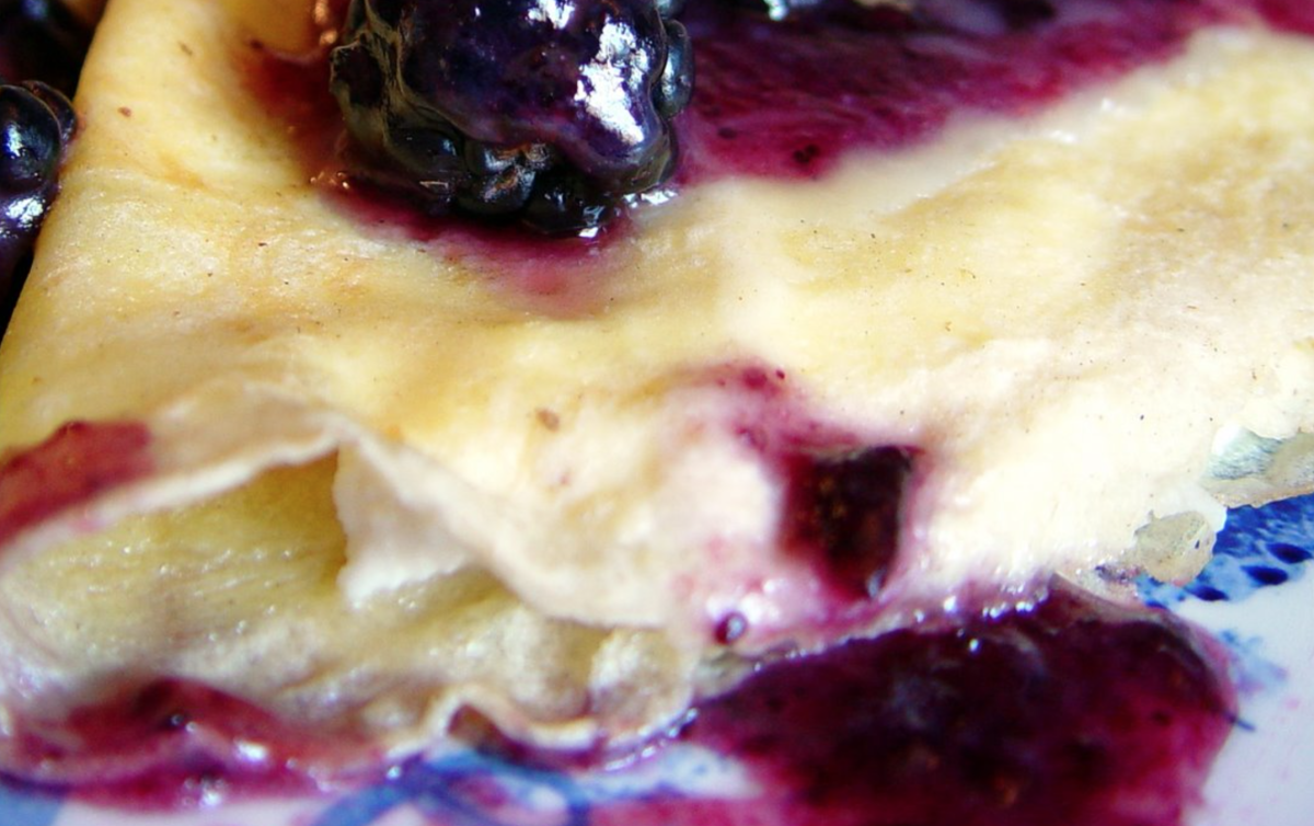 Delicious cheese blintzes with blueberries