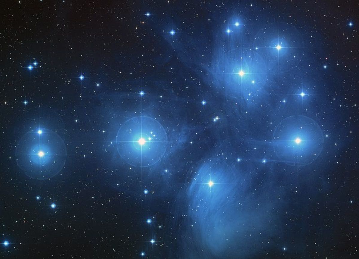 A photo of the Pleiades, a cluster of stars