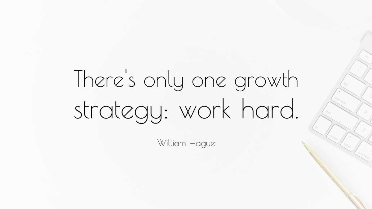"There's only one growth strategy: work hard." — William Hague