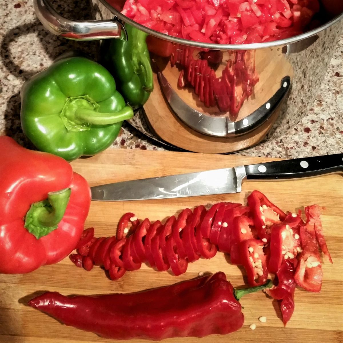 Use chopped over-ripe tomatoes for your chili. This way you can use less processed tomato sauce.
