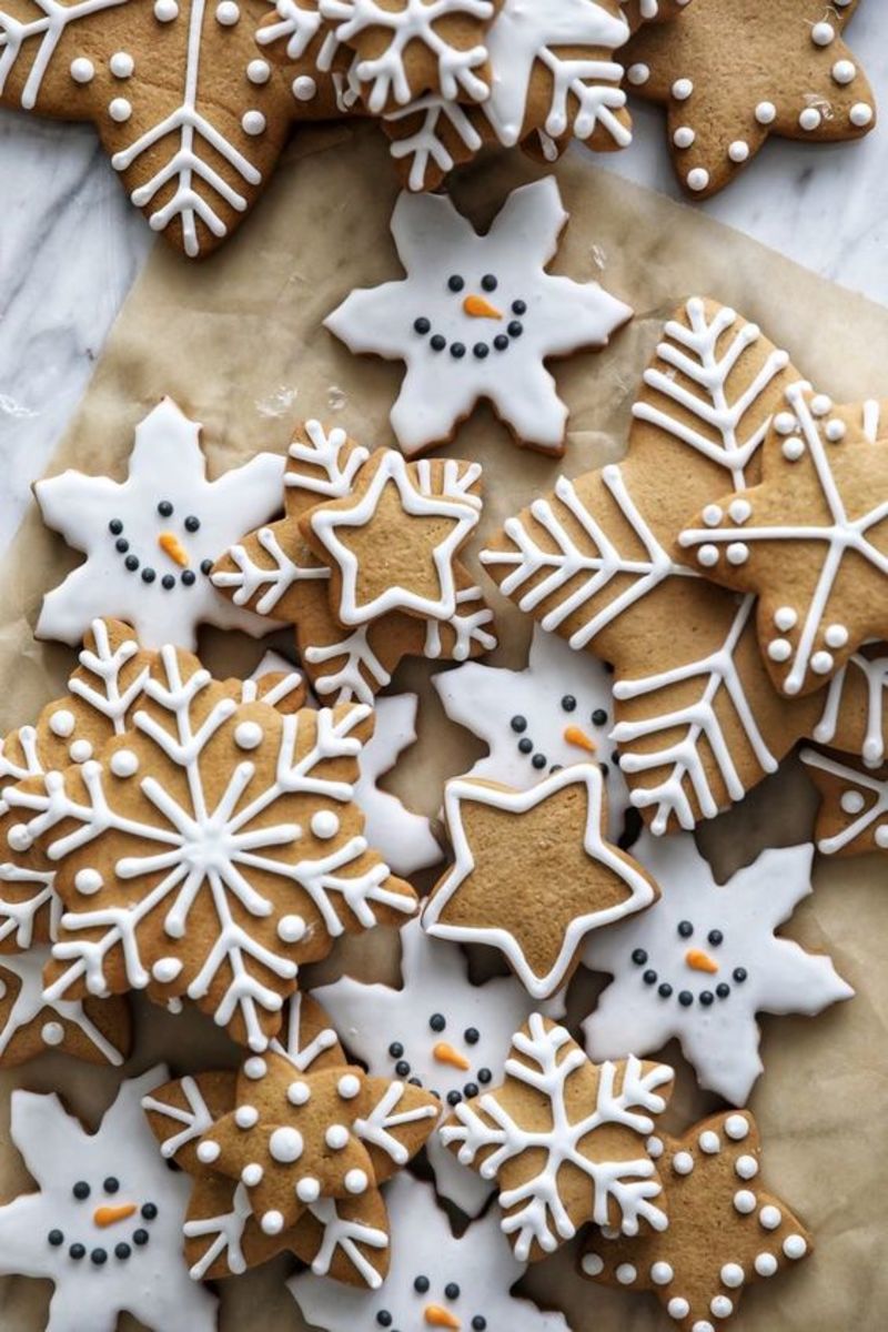 Snowflake and snowman cookies