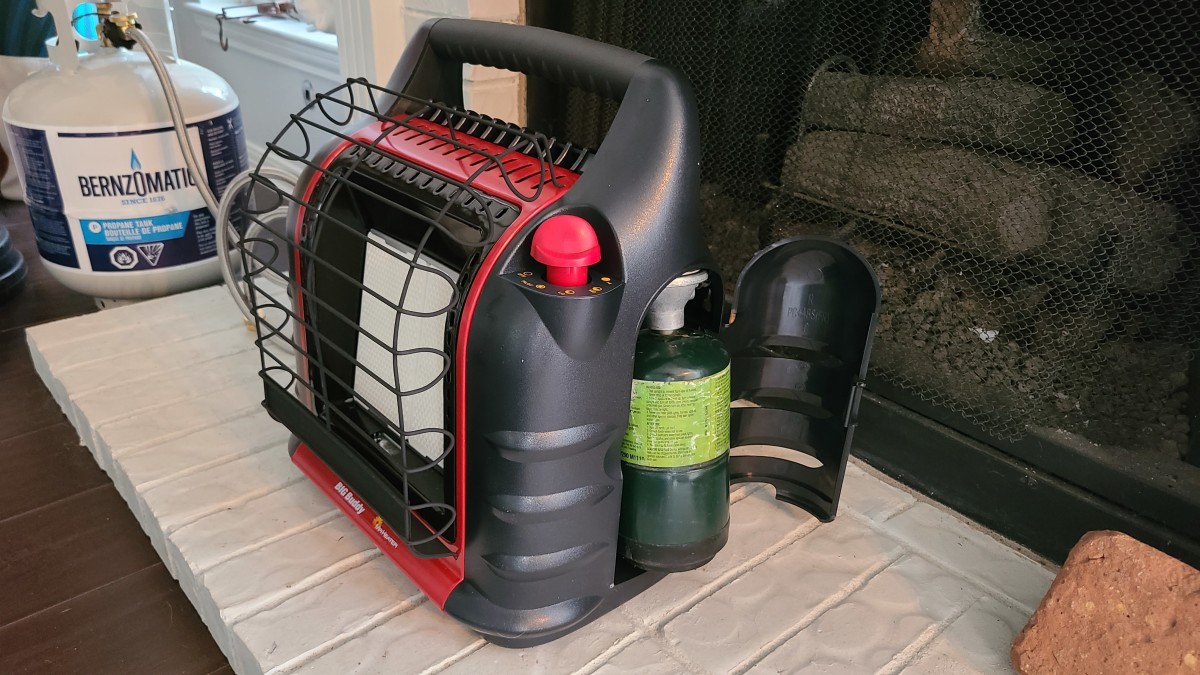 Mr. Heater models are capable of using standard 1 lb canisters, or operating from a 20 lb canister with a hose and adapter.