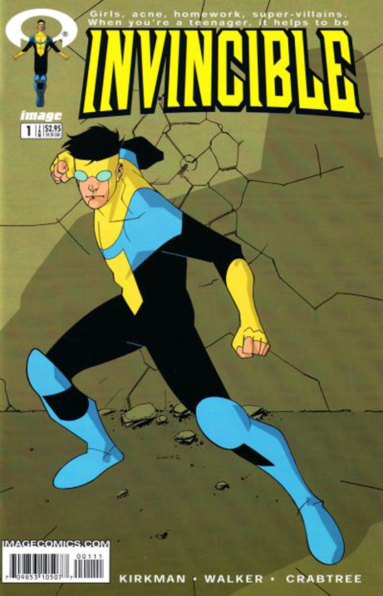 Invincible #1 cover by Cory Walker and Bill Crabtree.