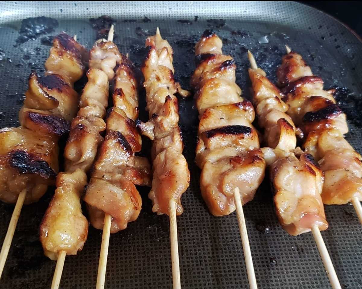 Barbecue on bamboo skewers.