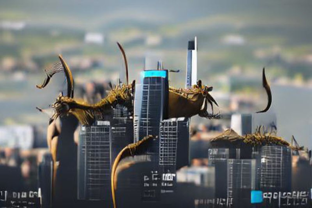 Giant Bugs Attacking a City