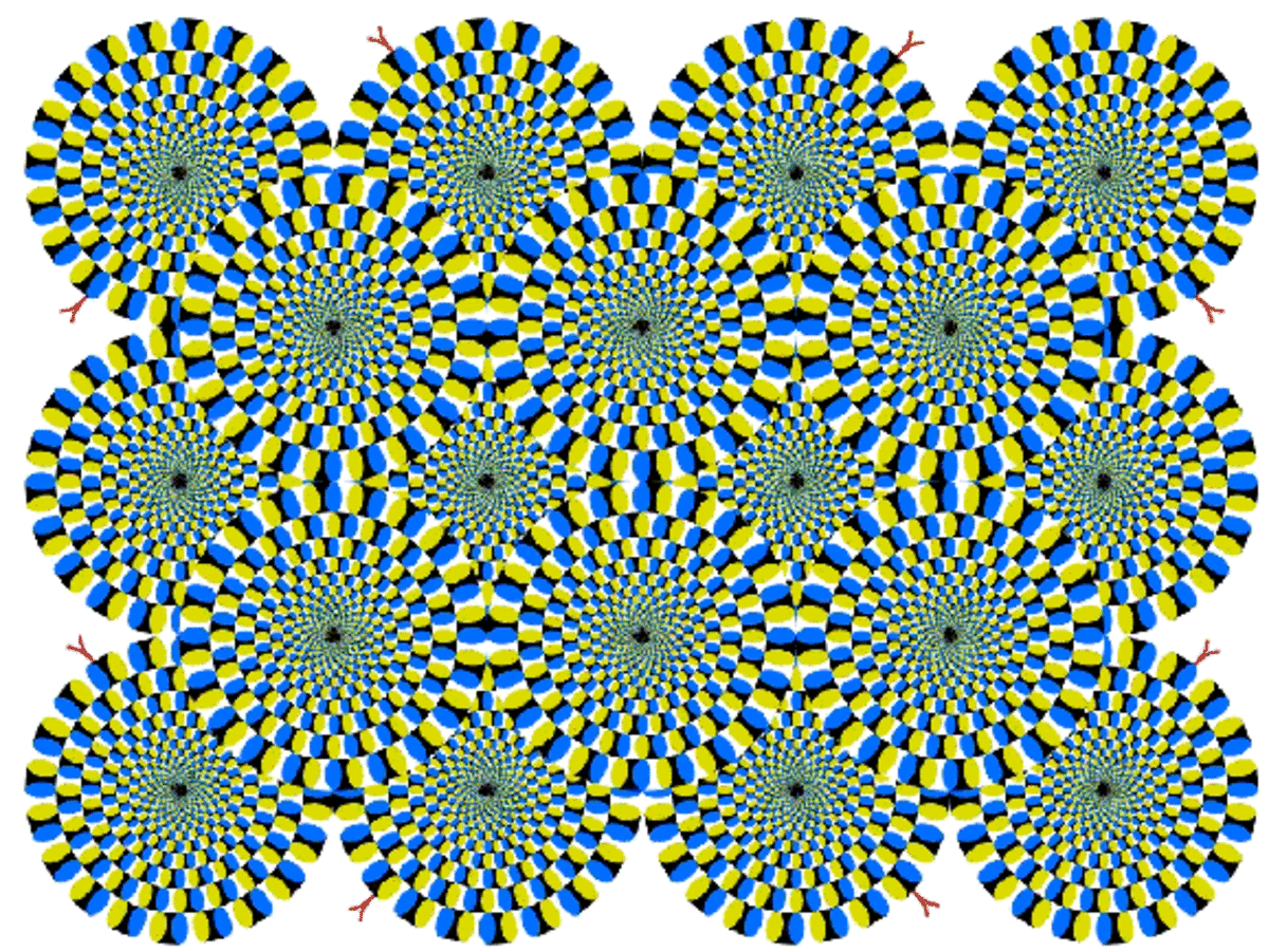 We can fool our bodies and minds to improve our health. (If you stare at this image for a minute or two, you will see the circles move. But they aren't moving at all.) 