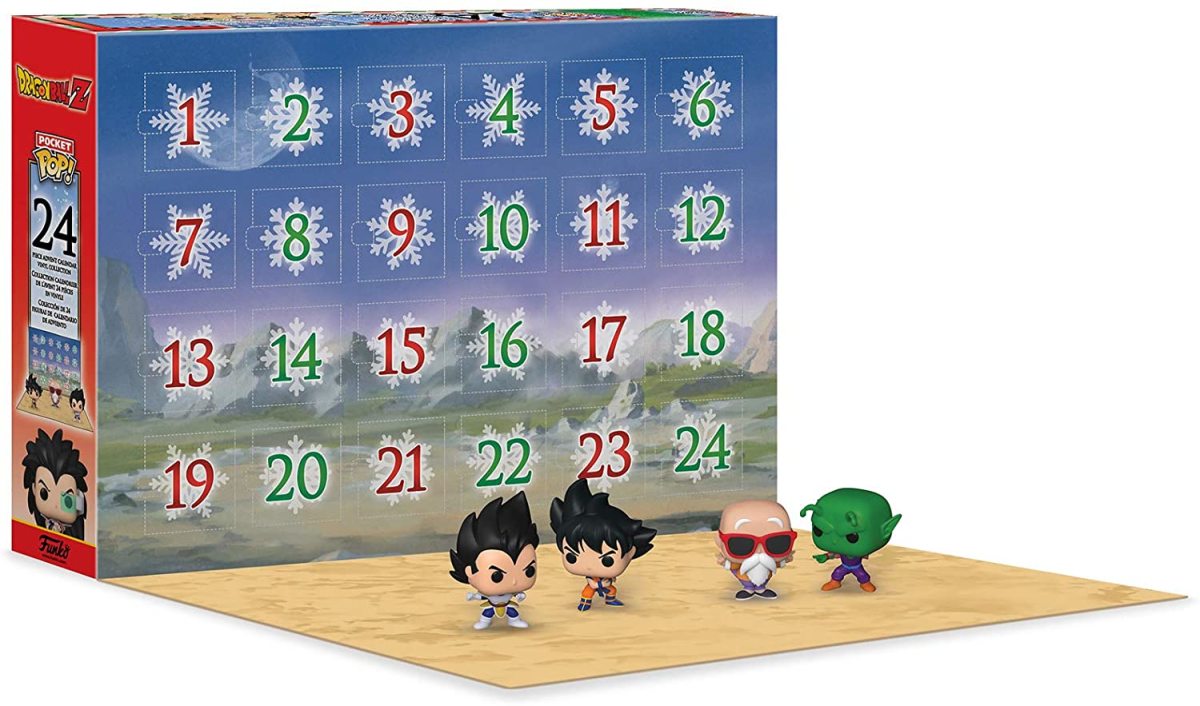 24 days of surprises with this Dragon Ball Z Pocket Pop! Advent Calendar.   You will find Goku, Vegeta, Master Roshi, Piccolo, and more characters!