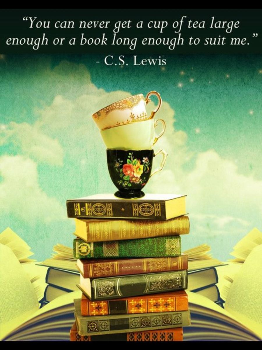 Tea and books quote by C.S. Lewis