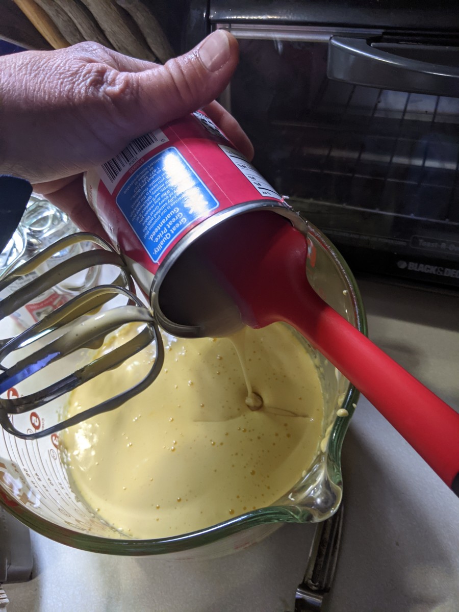 After Five minutes add the sweetened condensed milk