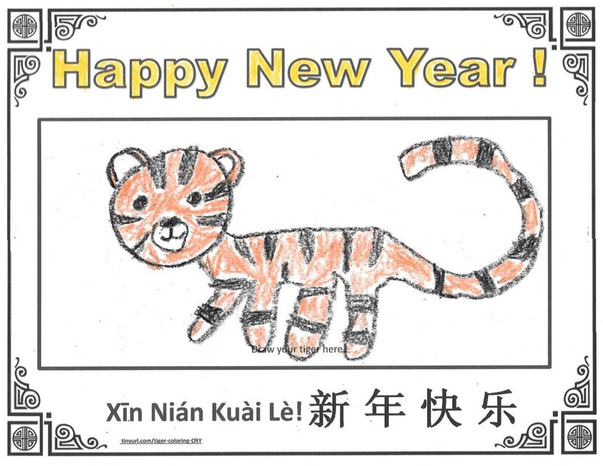 Children can draw their own tiger in the blank space provided on this template.