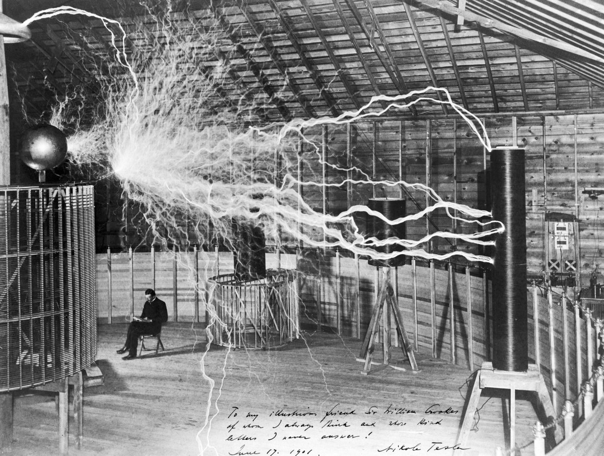 Tesla's magnifying transmitter could produce millions of volts of electricity, which could provide 23 feet long arcs for effect.