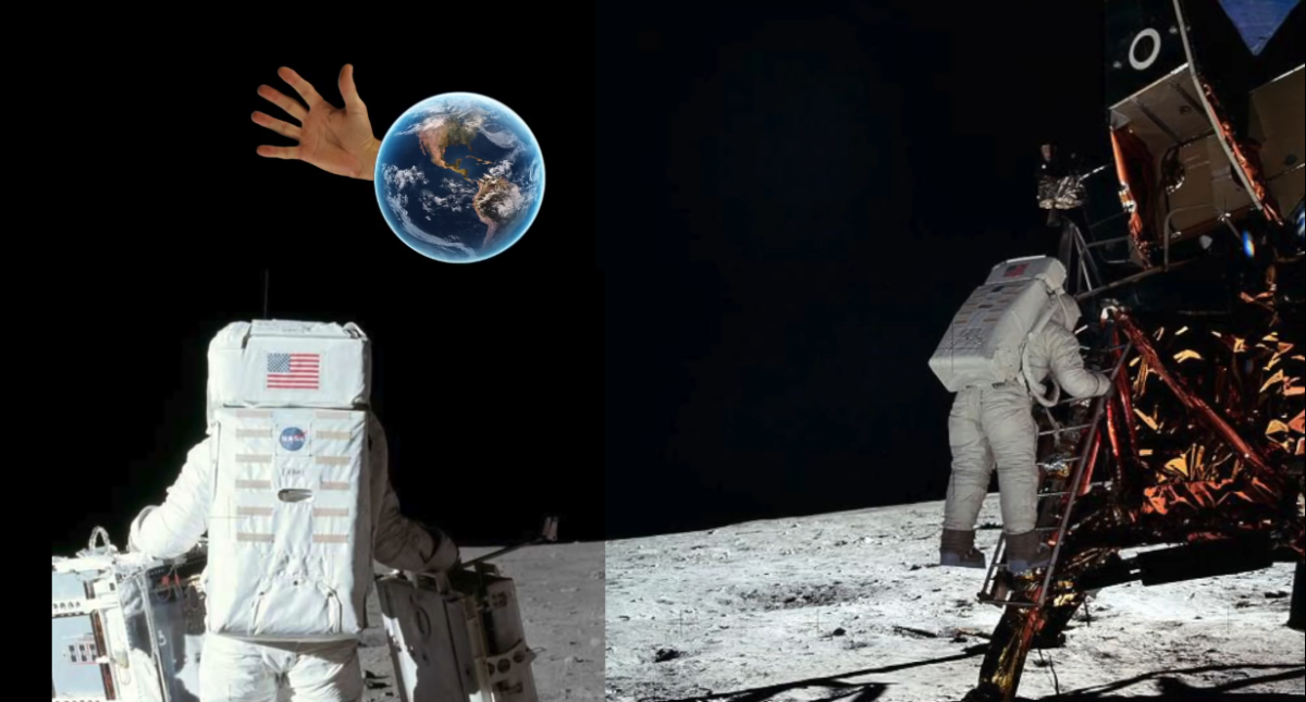 Aldrin getting off the lunar module