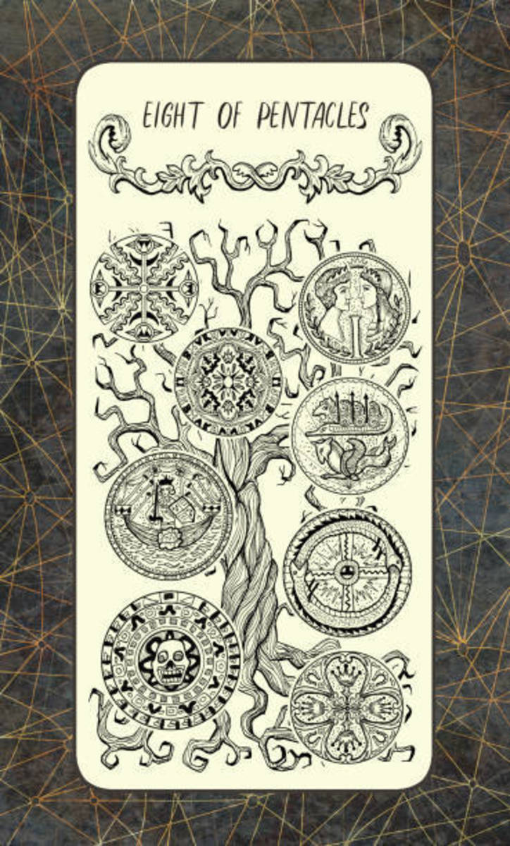 The Eight of Pentacles indicates you're only a few steps away from becoming a master. Once you have become the master, you'll be given permission to take care of many things and beyond your wildest imagination.