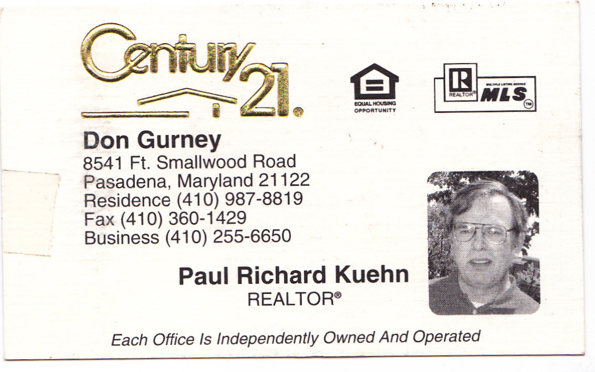 Realtor calling card from 1994.