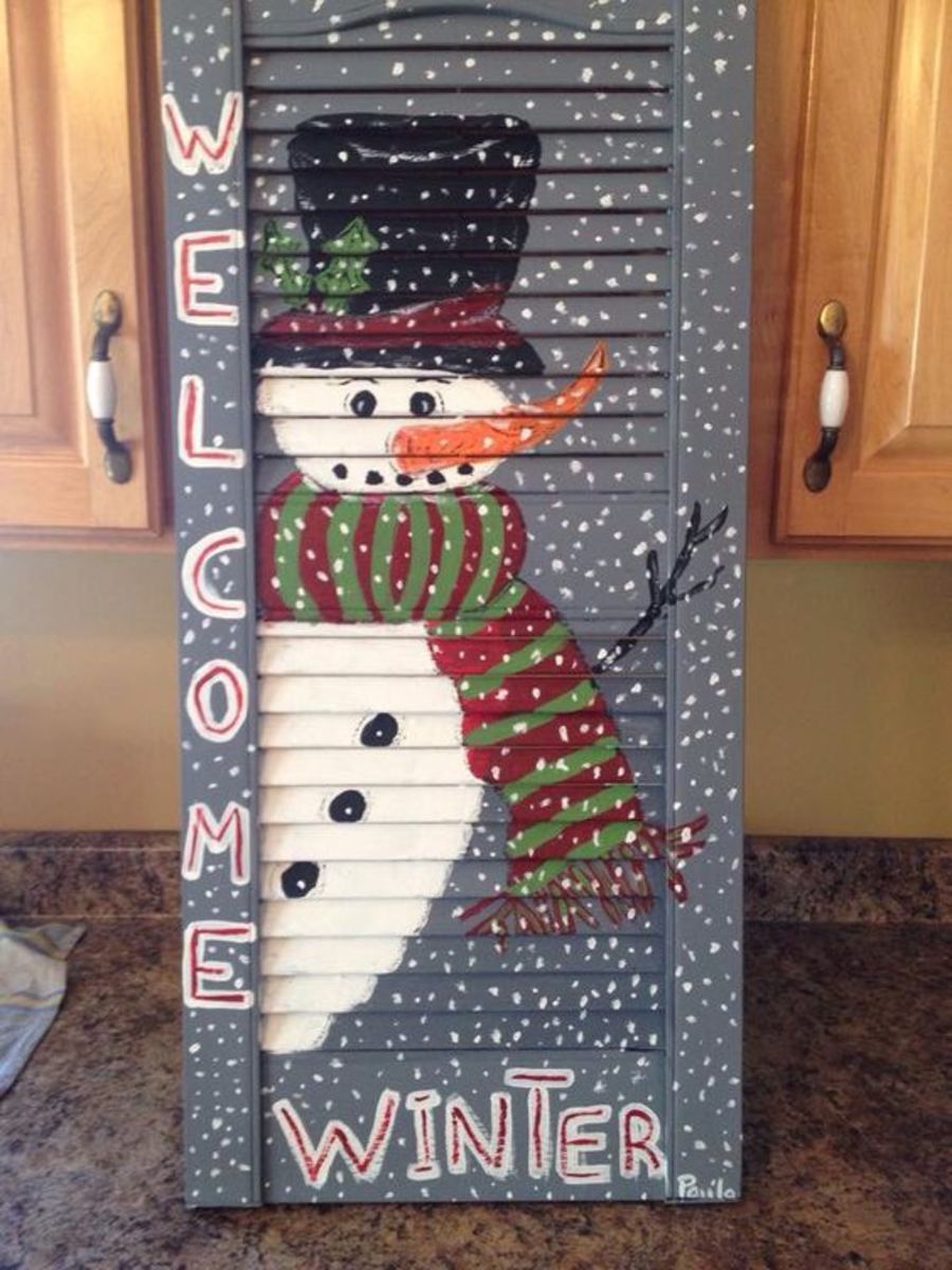 "Welcome" Washboard or Shutter Snowman