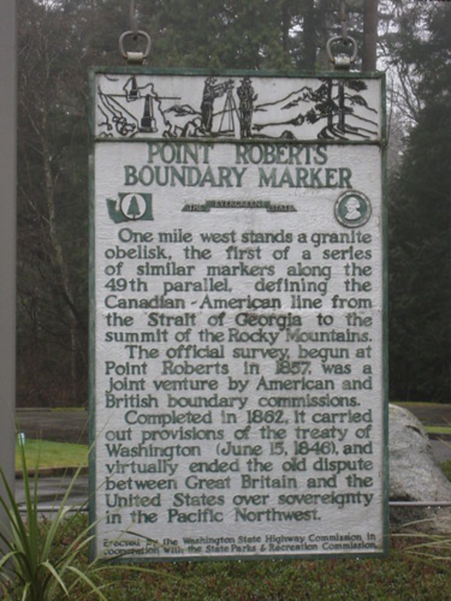 The boundary between Canada and the United States on Point Roberts.