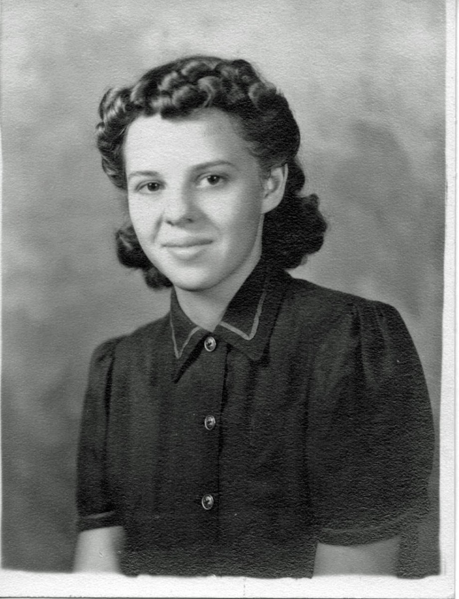 Gail McGhee (later Martin) high school graduation picture. She was eager to finish school so she could help with the war effort.
