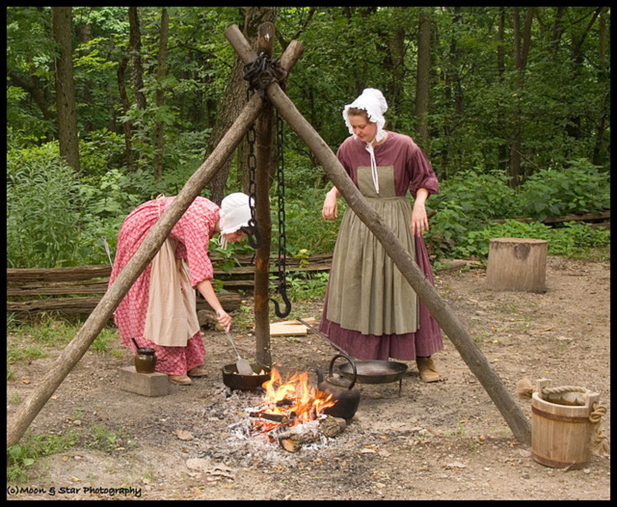 Open fire cooking, common in 1800's