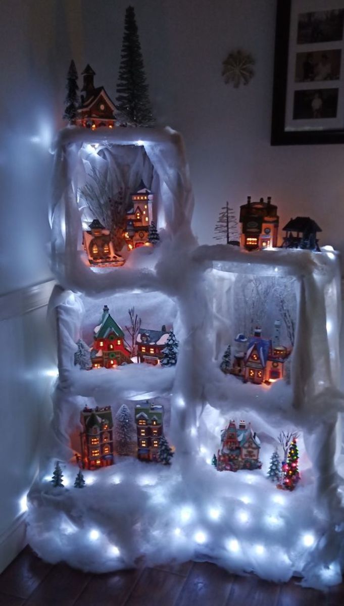 "Ice Cube" Crates With Winter Village