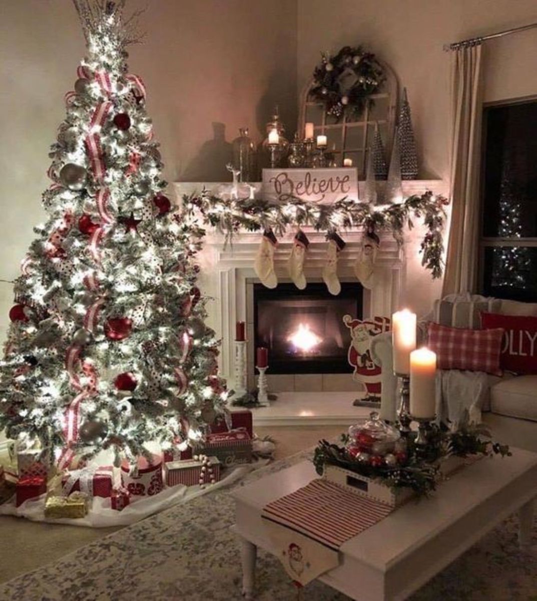 "Believe" Mantel With Garland and Stockings