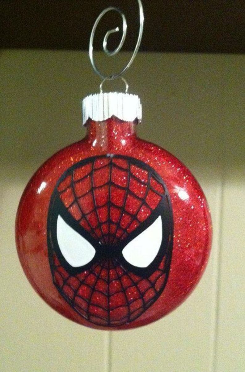 Red Glitter Spider-Man Ornament