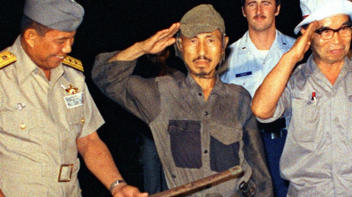 Hiroo Onoda surrendering to the Filipino authorities.
