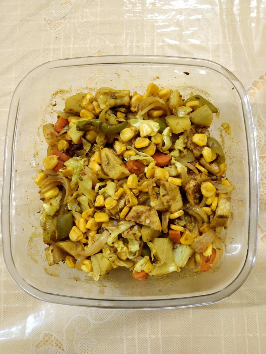 Cabbage Carrots and Corn Combine - a Dry Vegetable Recipe