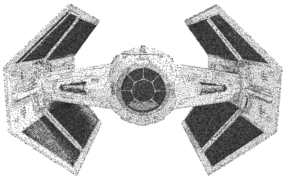 Tie-fighter stippling art. One of my first dot drawings.