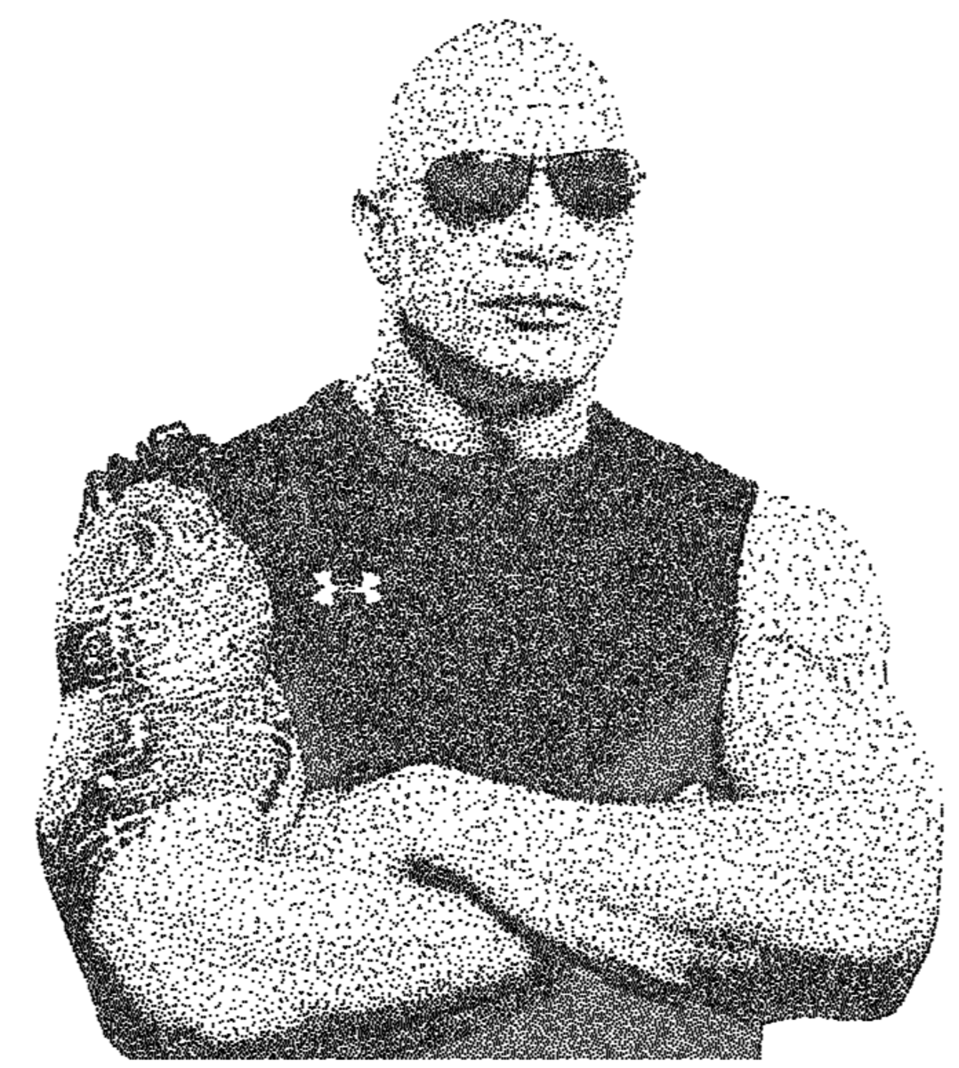 Converted a photo of Dwayne Johnson to stippling art.
