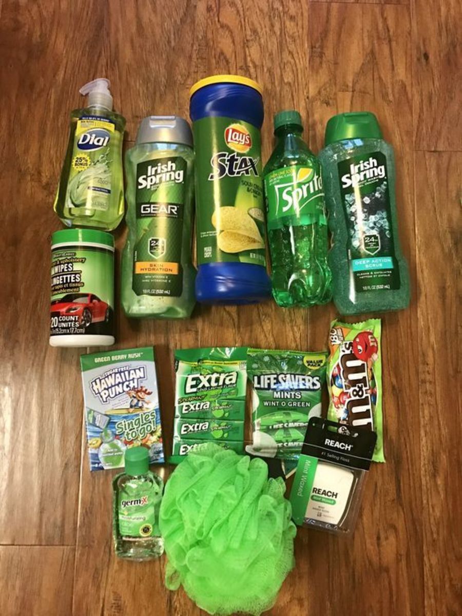 Green Gift Box With Sprite and Irish Spring