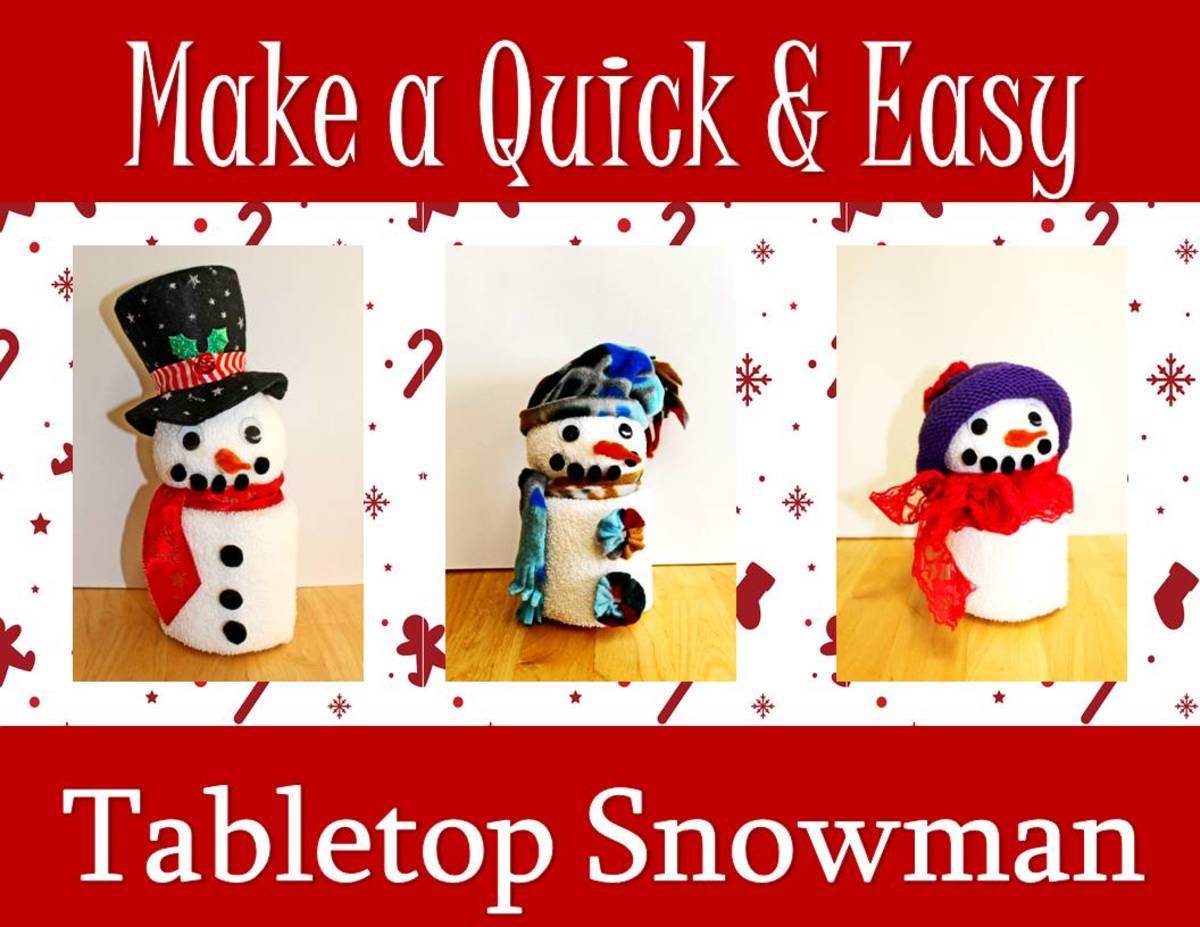 This article contains step-by-step directions for making a charming snowman decoration out of a tube sock, a styrofoam ball, a roll of toilet paper, and embellishments.